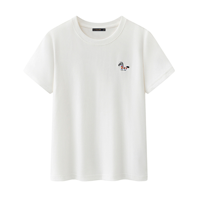 拉夏贝尔/La Chapelle小马刺绣短袖T恤女2026春夏新款休闲风上衣