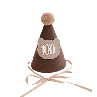 2025宝宝周岁百天帽生日帽儿童生日布置场景装饰男孩女孩头饰蛋糕