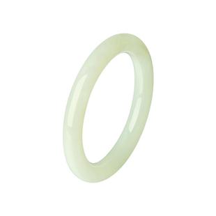 周大生和田玉手镯女青白玉清风皓月玉镯子圆条扁条送女友新年礼物