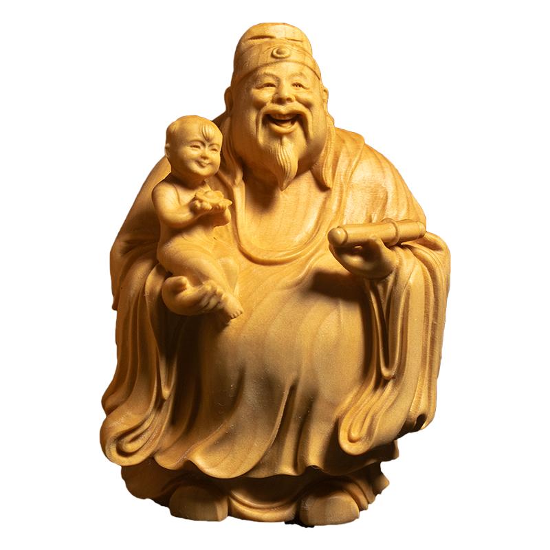 小叶黄杨木雕福禄寿三星实木手把件家居办公室摆件精雕文玩工艺品