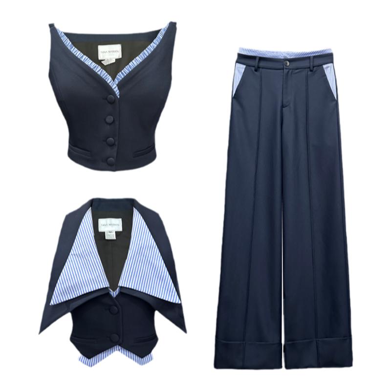TWANG时髦拼接吊带马甲三件套夏