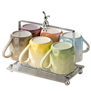 渐变陶瓷杯子套装喝水高颜值家用待客厅奶油风乔迁新居茶具一整套