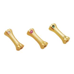 18k包金保色哑金镶锆石蛮腰骨头通孔隔珠垫珠diy项链手链饰品配件