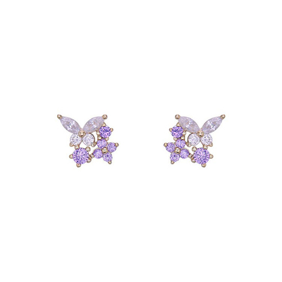紫色蝴蝶无痛耳夹简约小众女