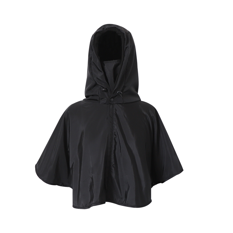 骑电动车保暖防雨水面罩连帽子一体披肩女冬天户外防寒防风短外套