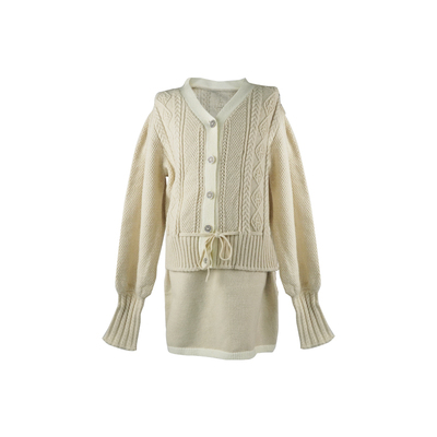 迟伞伞千金感重工系带针织套装