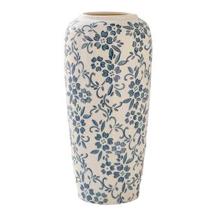 高级感新中式复古青花瓷陶瓷花瓶创意仿古轻奢客厅插花装饰品摆件