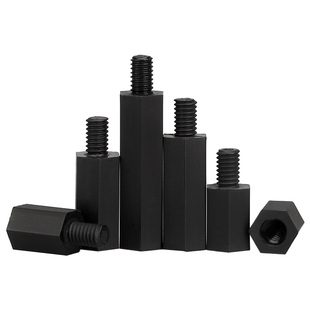 M2M3M4M5M6黑色六角尼龙柱塑胶单头隔离柱塑料支撑螺丝柱PC板螺柱