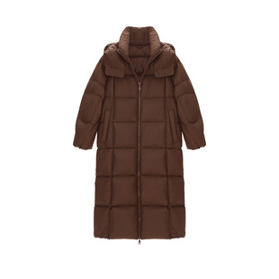 IAmMIX27冬季长款羽绒服外套女连帽宽松加厚轻暖蓬松白鸭绒大衣女