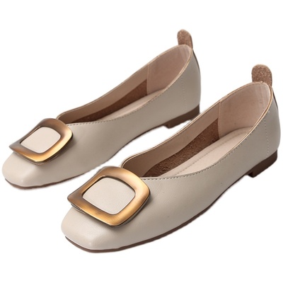 女秋百搭胖脚宽肥平底瓢鞋