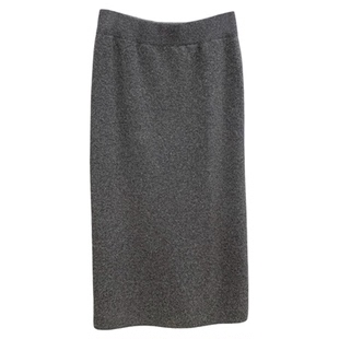 燕麦色高腰半身裙女秋冬配毛衣软糯羊毛针织裙中长款包臀a字裙子