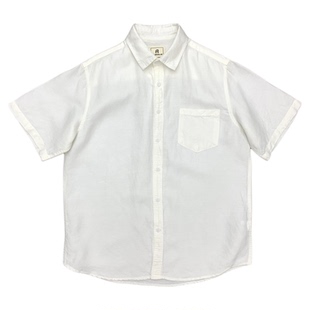 棉麻短袖衬衫男日系复古亚麻混纺白衬衣夏季宽松大码文艺女上衣潮