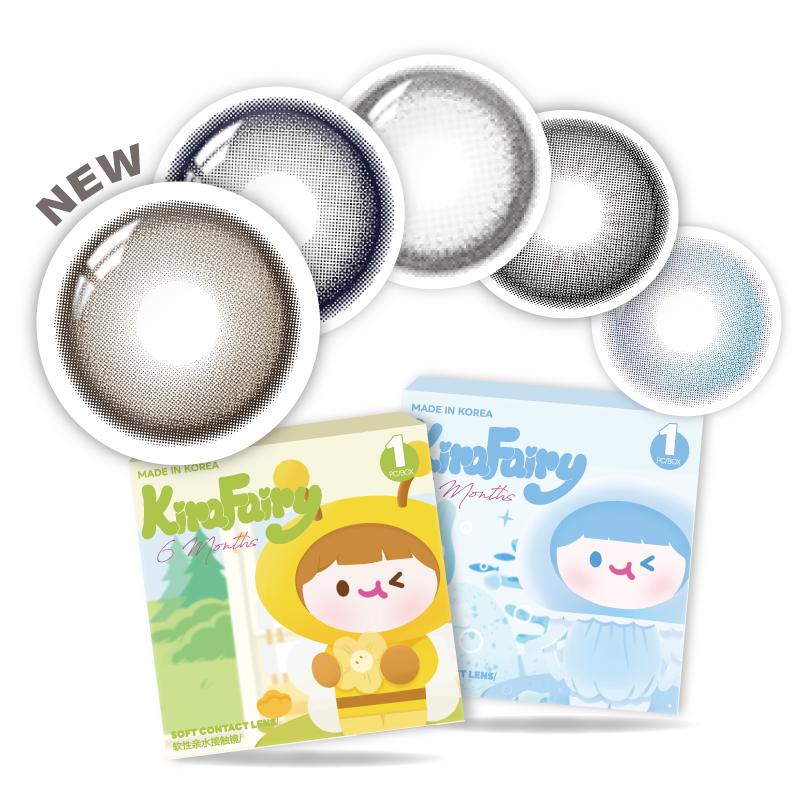 kirafairy韓國(guó)半年拋美瞳2片大小直徑藍(lán)棕灰顯色隱形眼鏡胡麻黑子