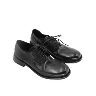 RIM RIM塑型马皮鞋水洗时尚复古圆头单鞋牛津鞋黑休闲手工真皮