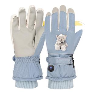 新款充电加热手套充电加热冬季骑行双面发热保暖棉手套智能女士款