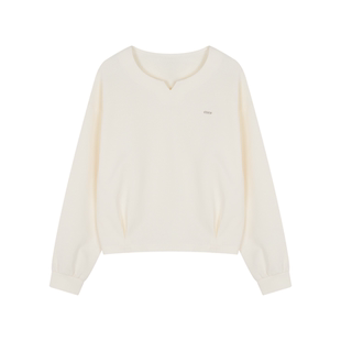 沫晗依美正流行小V领收腰设计上衣2026春季新款女士短款卫衣无帽