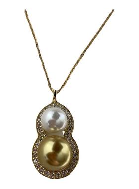 母贝仿珍珠纯银双色葫芦吊坠