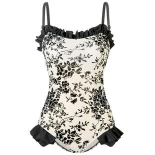 少年齐 夏季国潮遮肚遮肉保守连体泳衣女性感显瘦温泉度假泳装