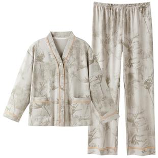 睡衣女士春秋款纯棉长袖秋季全棉薄款中国风高级感秋冬家居服套装