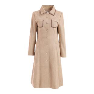 声雨竹官方旗舰店秋季新款毛呢外套女POLO领长袖加厚暖风衣休闲