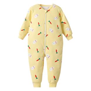 中大童连体睡袋秋冬男女童家居服加厚宝宝连体衣护肚防踢纯棉夹棉