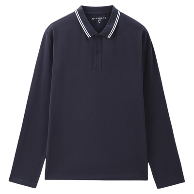 佐丹奴Polo男装纯棉撞色领针织长袖POLO 13015607