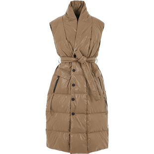 花木深95白鹅绒羽绒马甲女新款汉元素比甲改良长款黑色马夹外套冬