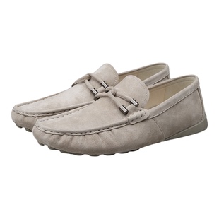 公羊乐福鞋2026新款男士休闲皮鞋软底舒适懒人一脚蹬真皮豆豆鞋子