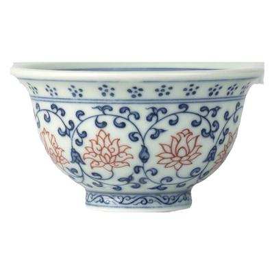 釉下永乐矾红缠枝莲压手杯