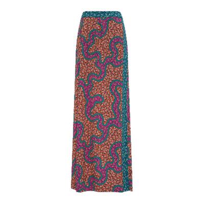 DVF印花拼接半裙植物印花半裙