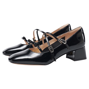 星期六玛丽珍鞋春季新款小香风气质粗跟方头时尚女单鞋SSE1111050