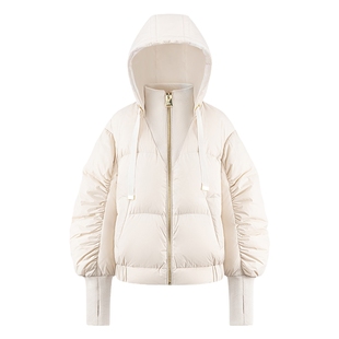 艾莱依国风羽绒服女爆款冬季连帽复古短款鸭绒翻领保暖时尚外套冬