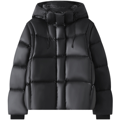 [白鹅绒]MOP冬季新品加厚保暖短款羽绒服外套可拆卸袖一衣两穿女