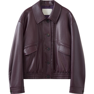 播商场同款甜酷风时髦短外套女26春季新品翻领皮夹克BDT1PD1312