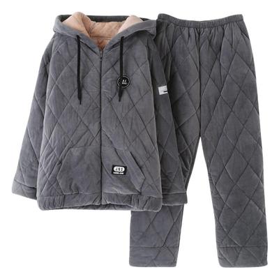 三层夹棉家居服珊瑚绒女款