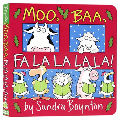哞咩啦啦啦啦 英文原版绘本 Moo Baa Fa La La La La 宝宝的圣诞认知启蒙书 Sandra Boynton 0-3 岁低幼纸板书 童谣式韵律亲子互动