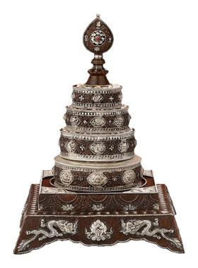 尼泊尔八吉祥铜鎏银曼扎盘中号