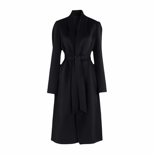 黑色正肩修身显瘦羊绒大衣女款新款冬季保暖加厚双面羊毛毛呢外套