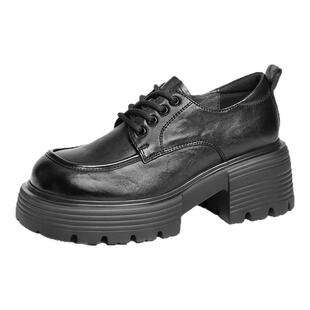 特价BELLE百丽女鞋厚底牛津鞋真皮黑色小皮鞋乐福单鞋D2Y1DAM5
