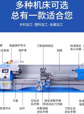 启梦210微型双头车床金属机床车床小型家用机数控车床木工小车床