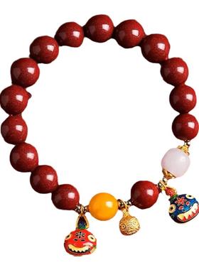 24小石手串女本命年吞金兽手链中国风设计和田玉饰品国潮礼物手饰