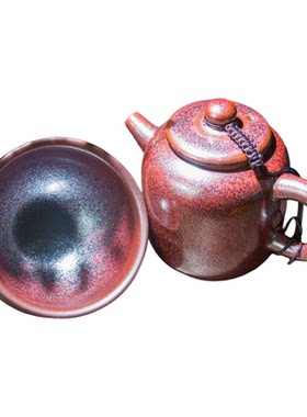 复古建盏油滴铁胎大师级西施壶