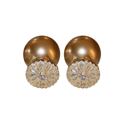 两戴锆石珍珠耳环耳饰