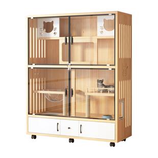 猫笼子猫别墅家用室内超大自由空间猫柜实木猫舍猫咪房子猫窝猫屋