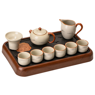 瓷牌茗汝窑功夫茶具套装家用陶瓷茶壶茶杯轻奢高档泡茶器2025新款