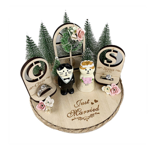 树林猫婚礼戒托手工戒枕创意定制求婚结婚戒指盒情人礼物拍摄道具