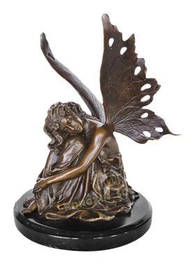 欧式复古铜雕蝴蝶仙子工艺品摆件