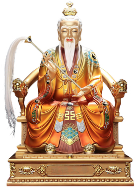 翡铜彩道德天尊太上老君三清像灵宝天尊道家道祖元始天尊家用供奉