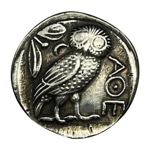 希腊神话银币镀银智慧女神雅典娜项链猫头鹰古币吊坠水瓶座守护神