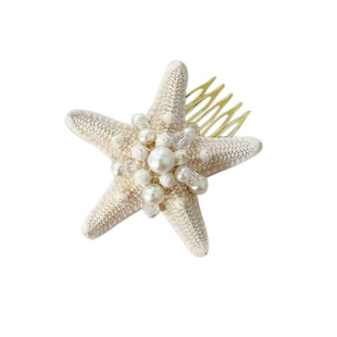 韩式海洋风天然海星海螺贝壳头发饰发夹头花发梳渡假旅拍复古韩国